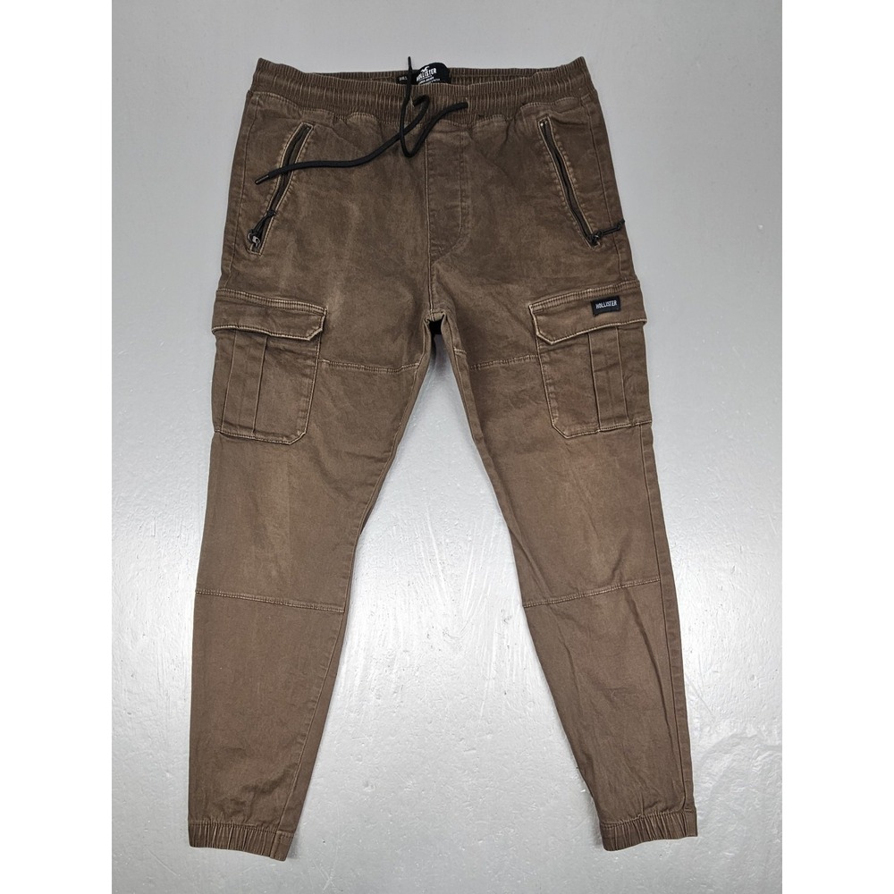 Hollister Cargo Pants Mens Large Brown Jogger Advanced Stretch Utility Outdoor